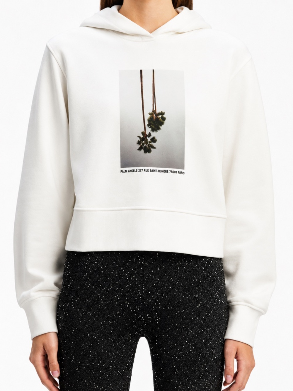 Palm Angels Mirage Cropped Cotton Hoodie